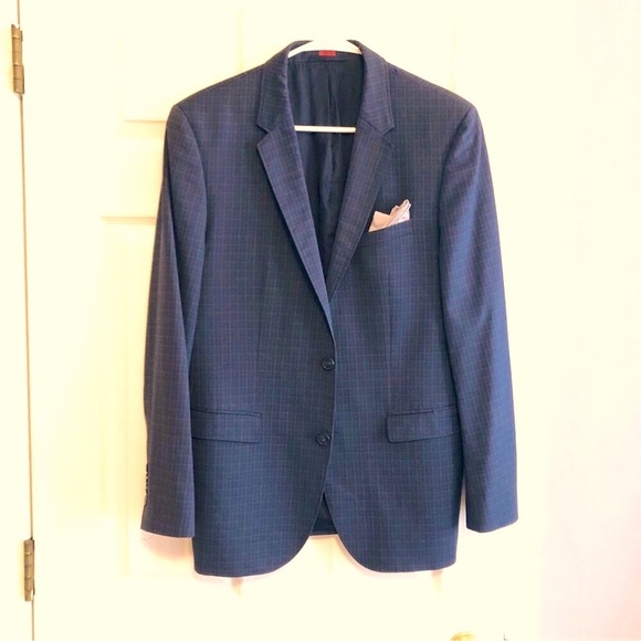 Hugo Boss Aeris $400 Trim Fit Check Sport Coat Black Blue Gray 100% Wool 40R - Picture 2 of 9